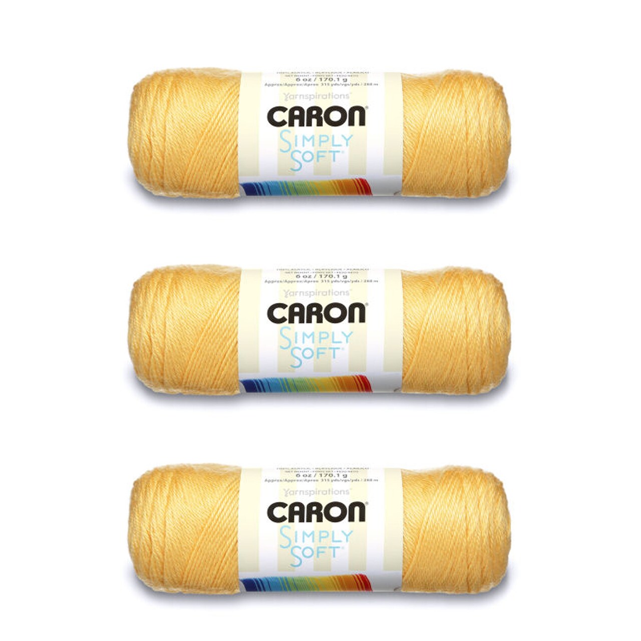 Caron Simply Soft Sunshine Yarn - 3 Pack of 170g/6oz - Acrylic - 4 Medium (Worsted) - 315 Yards - Knitting/Crochet